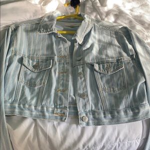 Small blue striped PacSun Jean cropped jacket